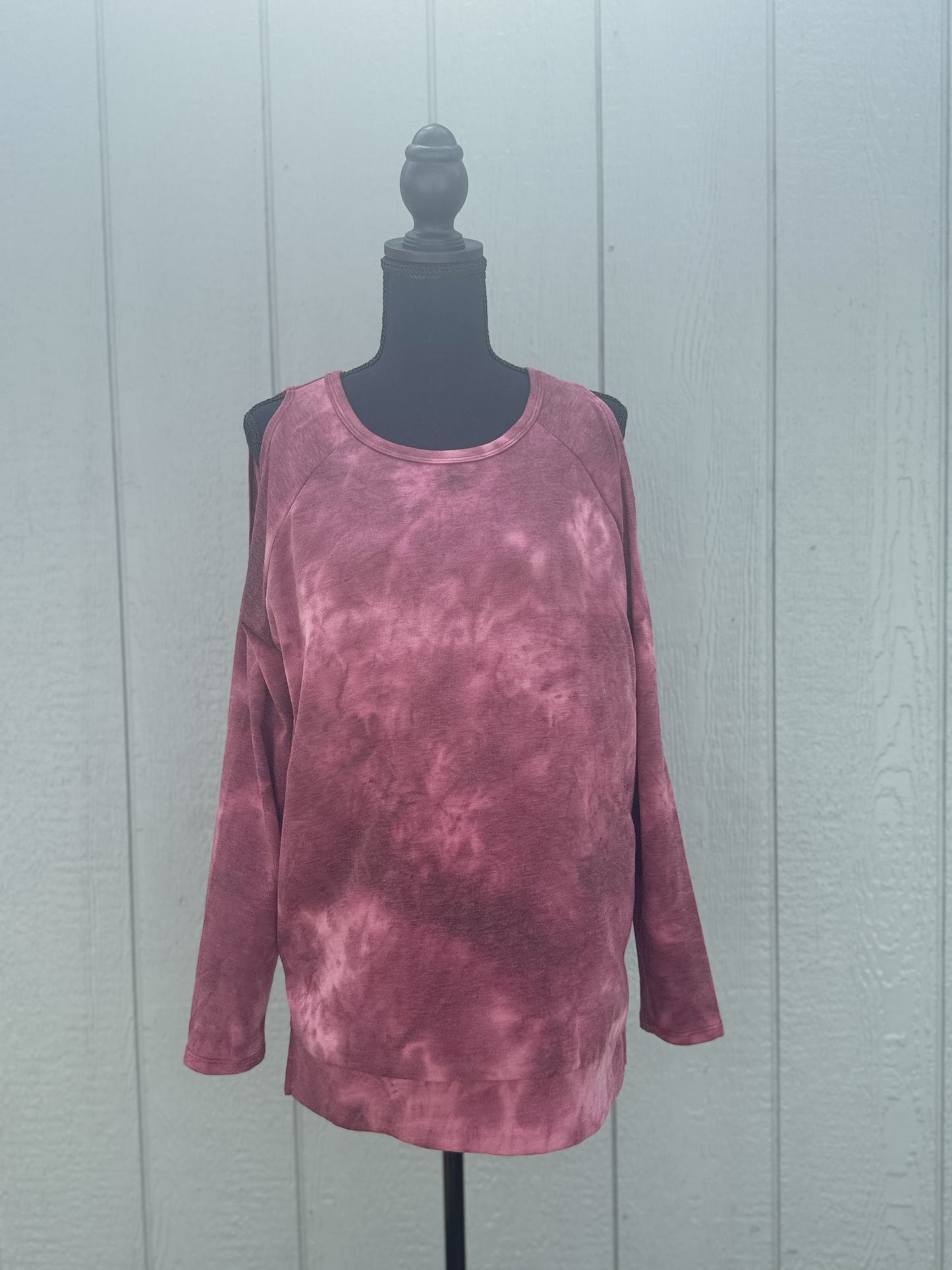 Tie Dye Cold Shoulder Long Sleeve Top #16