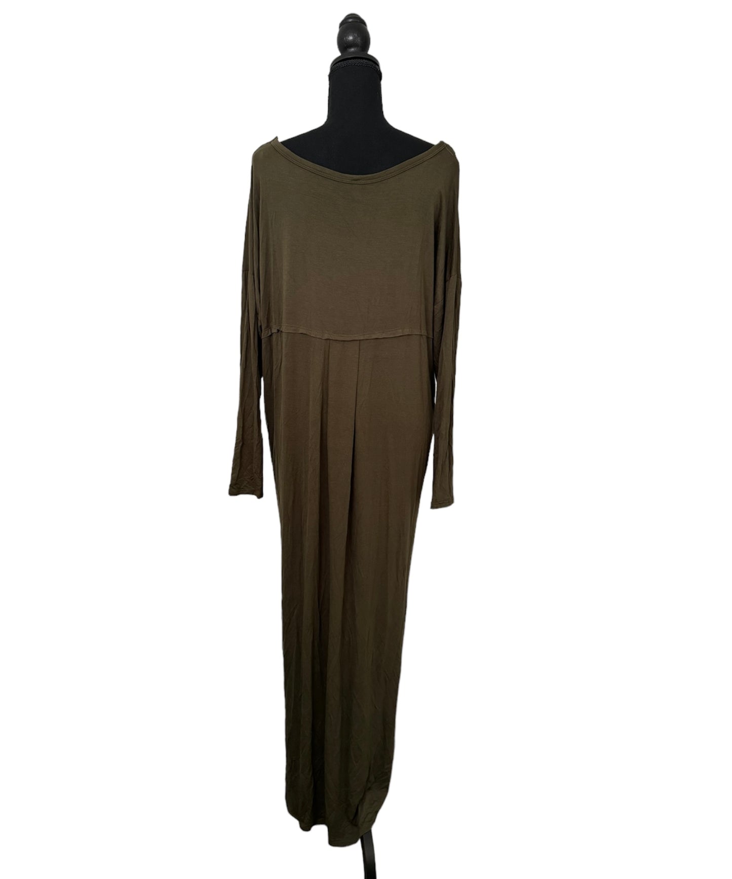 Solid Olive Green Pocket Dress #23