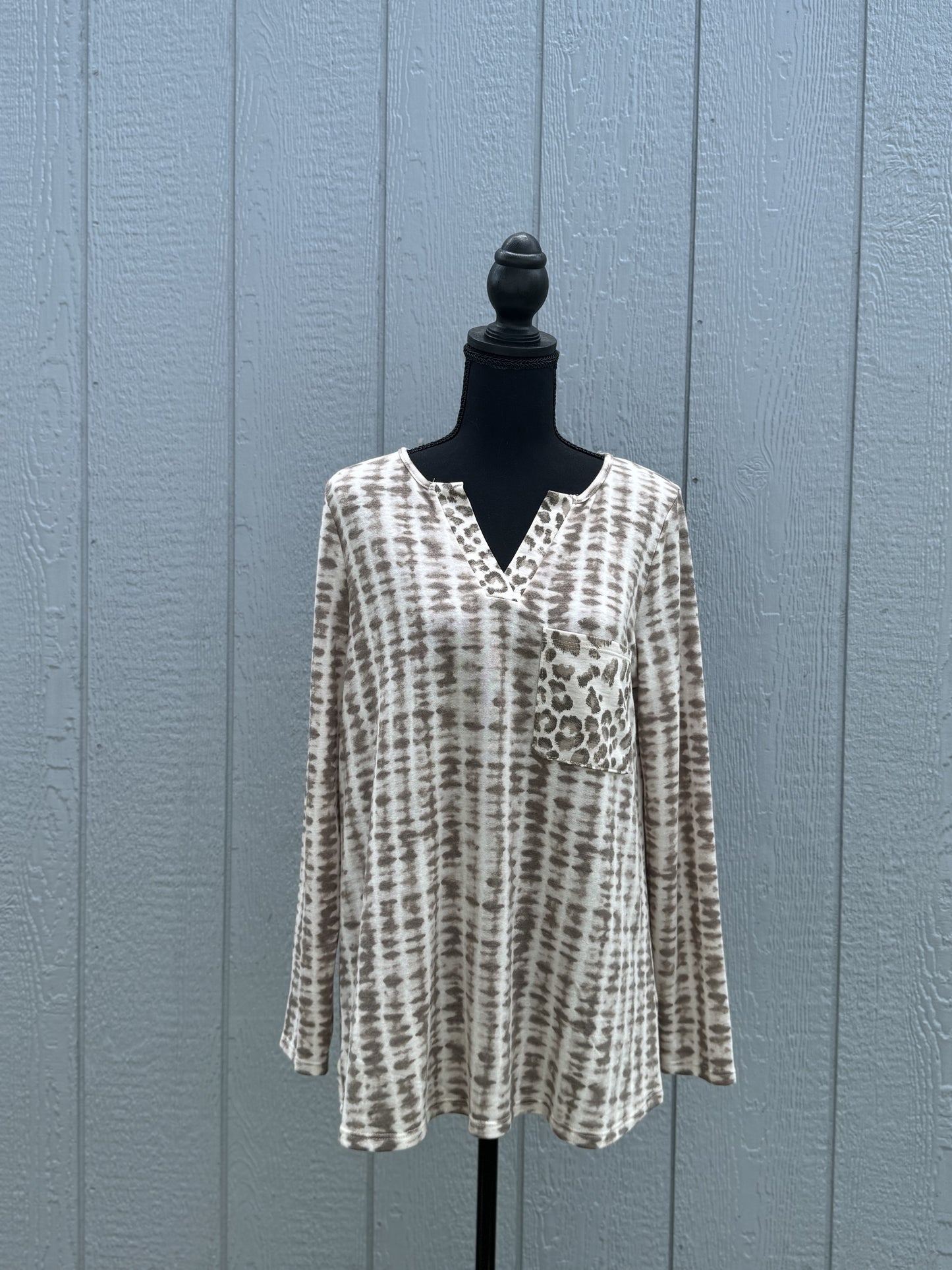 Cream Animal Print Pocket Top