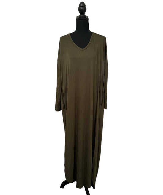 Solid Olive Green Pocket Dress #23