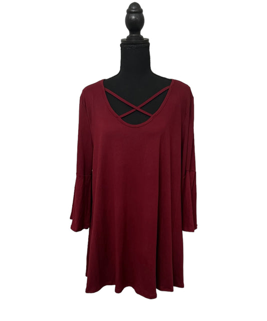 Maroon Flare Sleeve Top #26