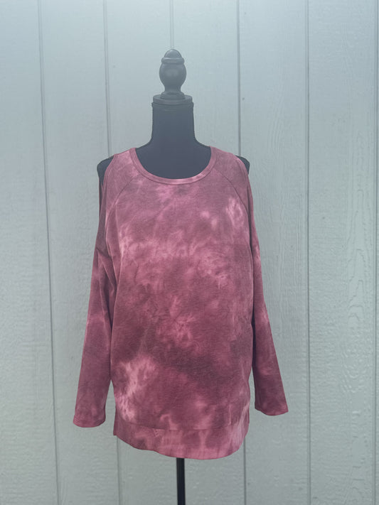 Tie Dye Cold Shoulder Long Sleeve Top #16