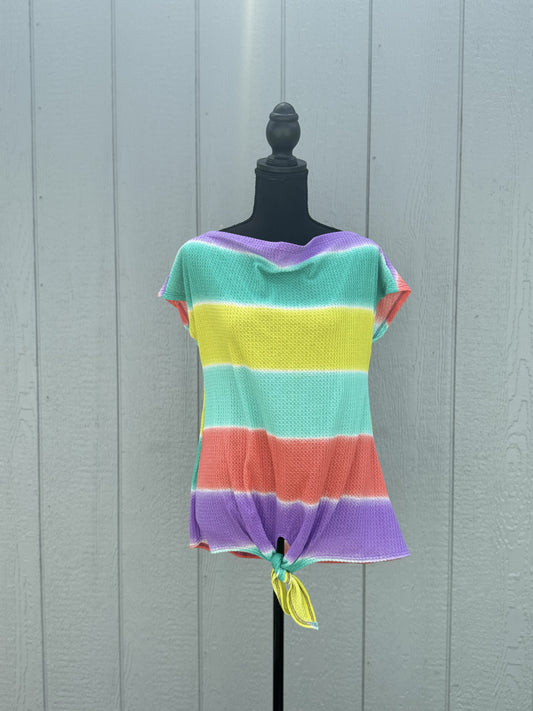 Teal Color Block Top