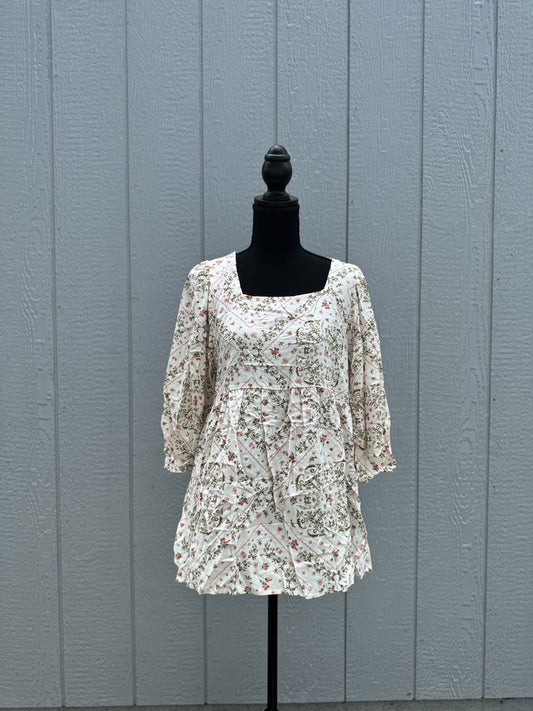 Floral Quarter Length Babydoll Top