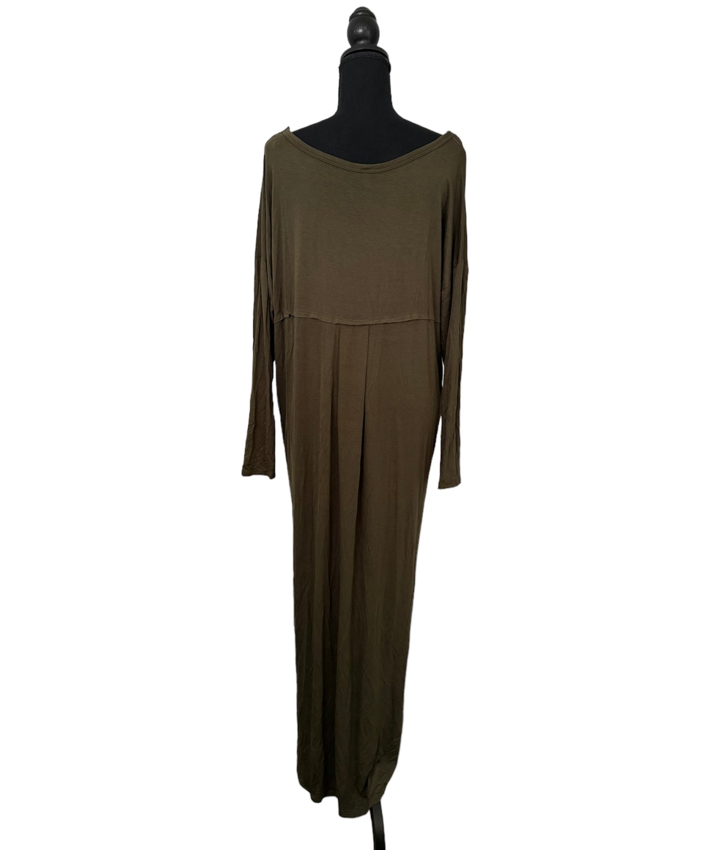Solid Olive Green Pocket Dress #23