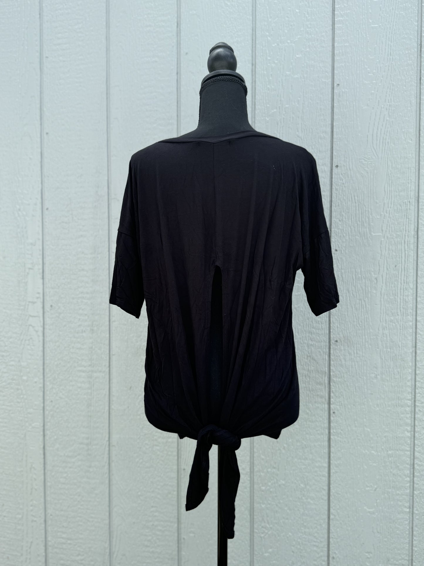 Solid Black Tie Back Top