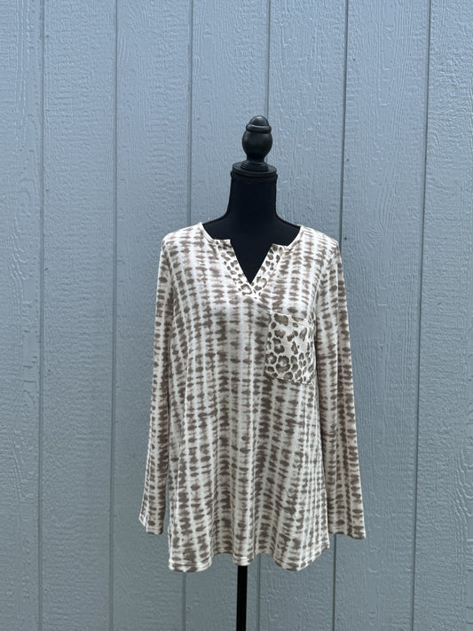 Cream Animal Print Pocket Top