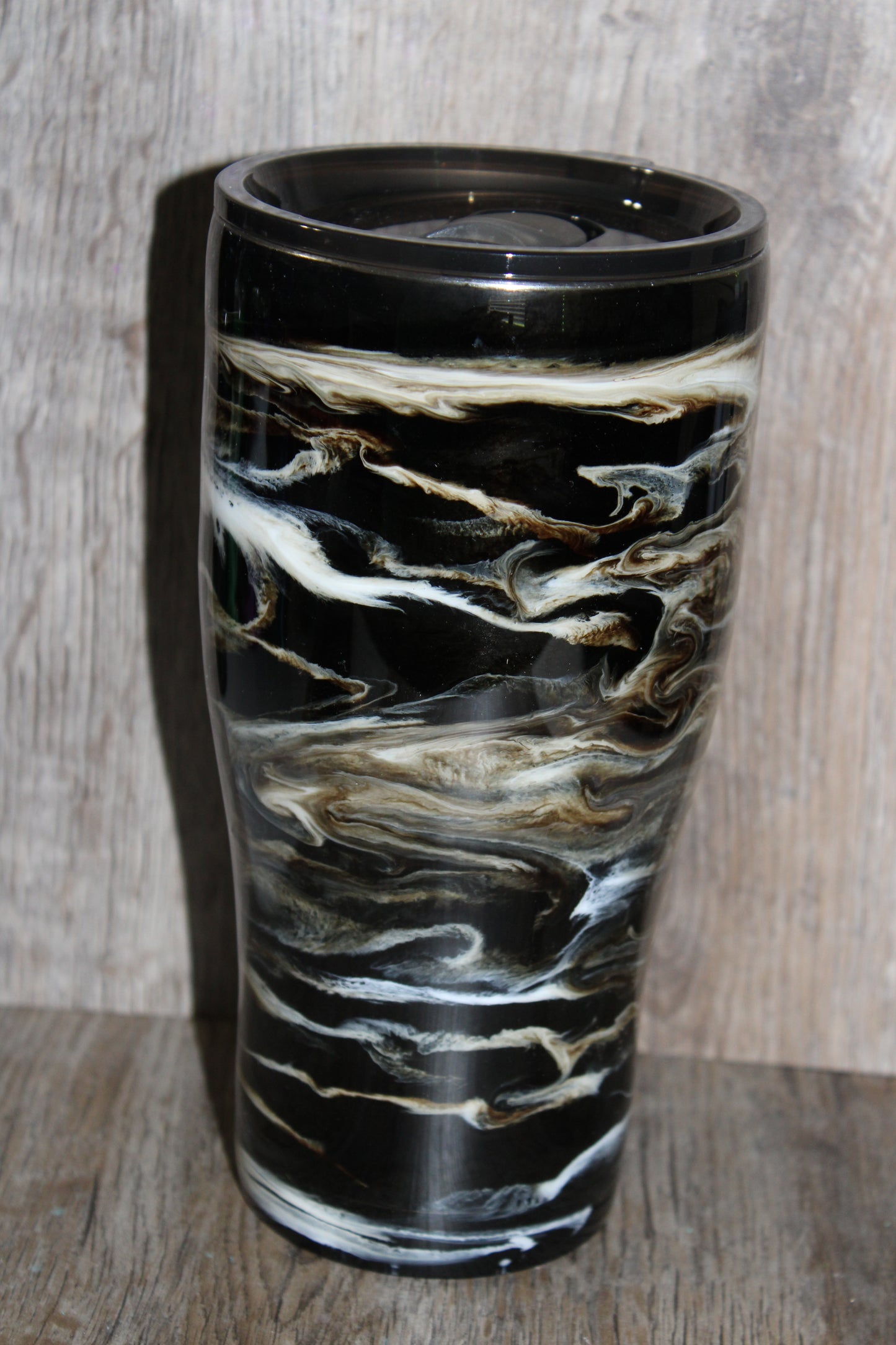 #16 30oz Black, white and Gray swirl
