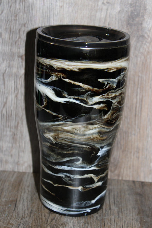 #16 30oz Black, white and Gray swirl