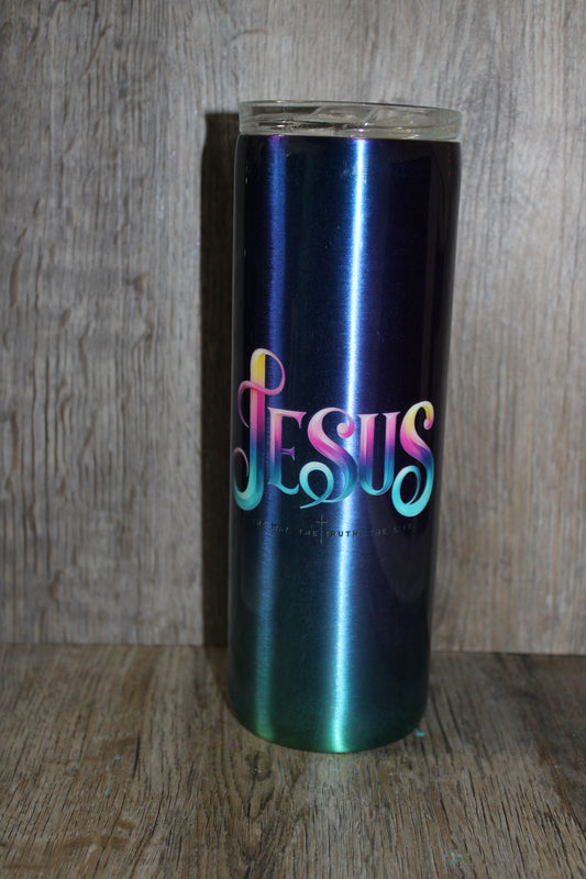 #26 20oz Electric blue w/Jesus decal
