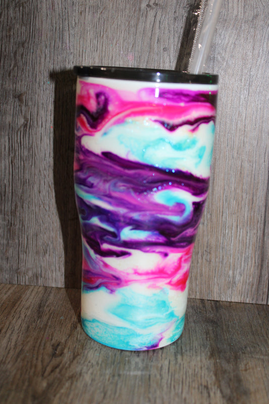 #27 20oz Curve  Pink/Teal/Purple/White Swirl